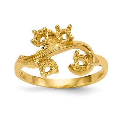 14k Polished 4-Stone Mothers Ring Mounting