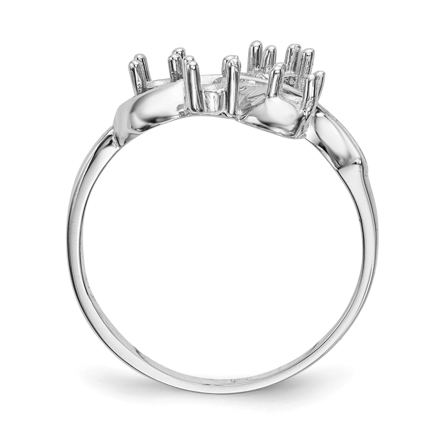 14k White Gold Polished 4-Stone Mothers Ring Mounting