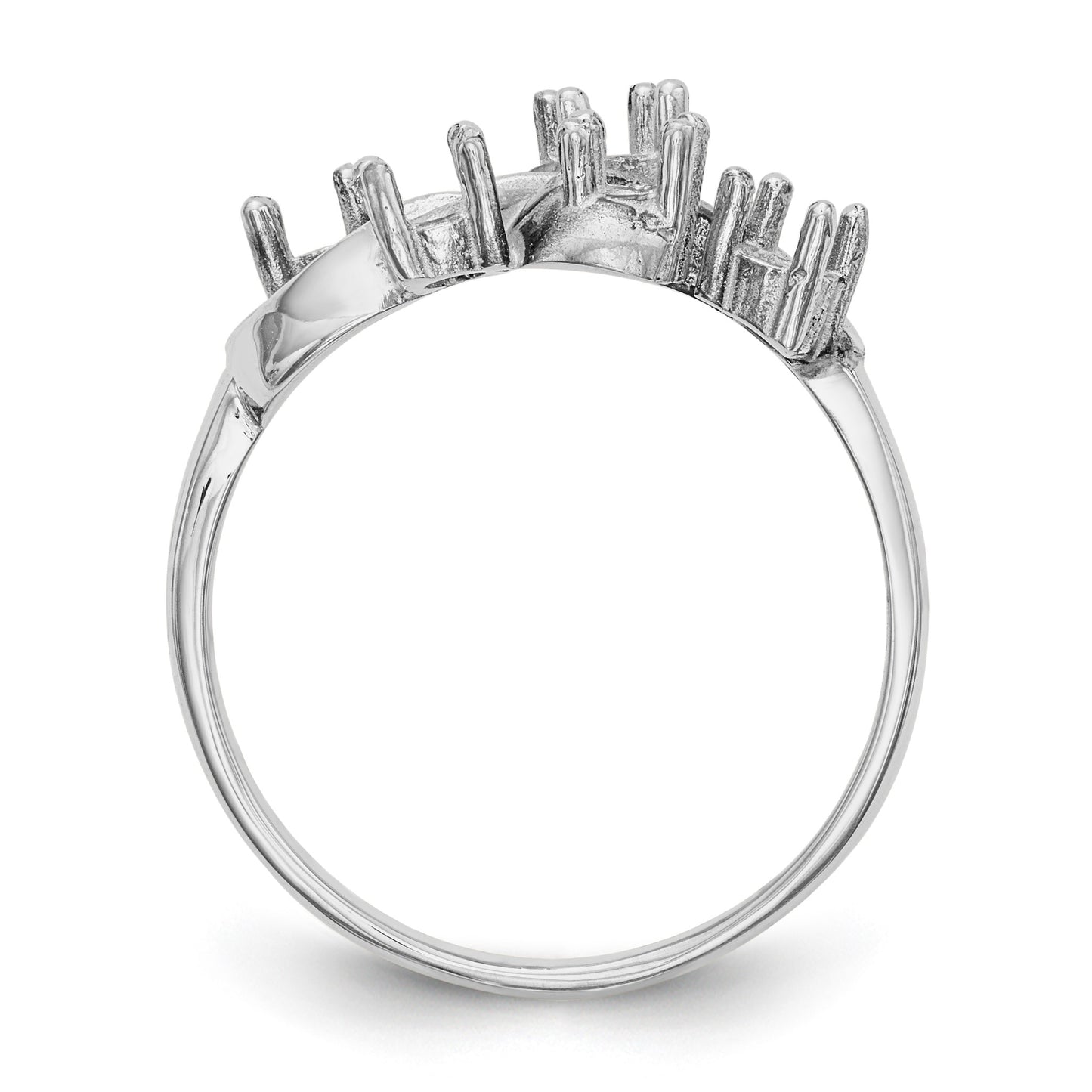 14k White Gold Polished 5-Stone Mothers Ring Mounting
