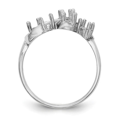 14k White Gold Polished 5-Stone Mothers Ring Mounting