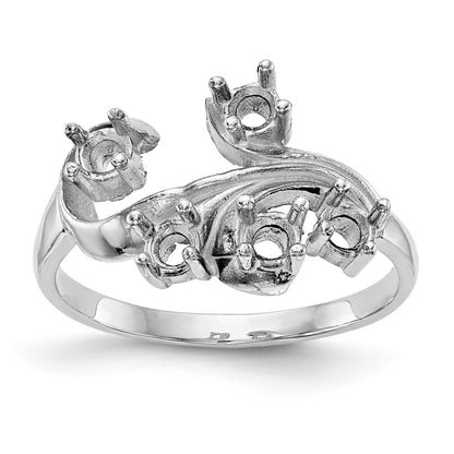 14k White Gold Polished 5-Stone Mothers Ring Mounting