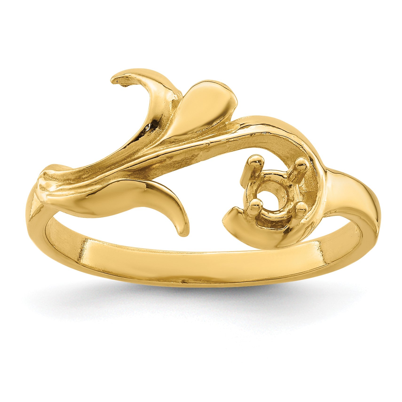 14k Polished 1-Stone Mothers Ring Mounting