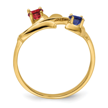 14k Polished 2-Stone Mothers Ring Mounting