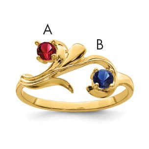 14k Polished 2-Stone Mothers Ring Mounting