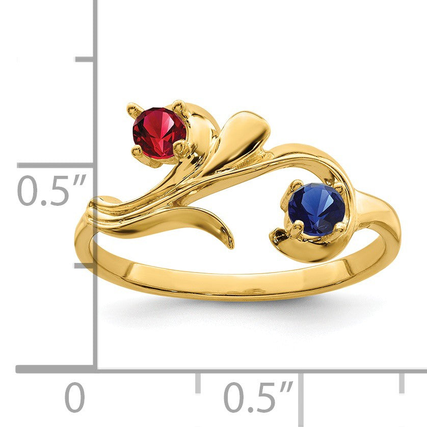 14k Polished 2-Stone Mothers Ring Mounting