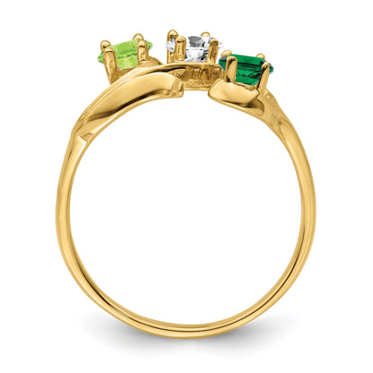14k Polished 3-Stone Mothers Ring Mounting