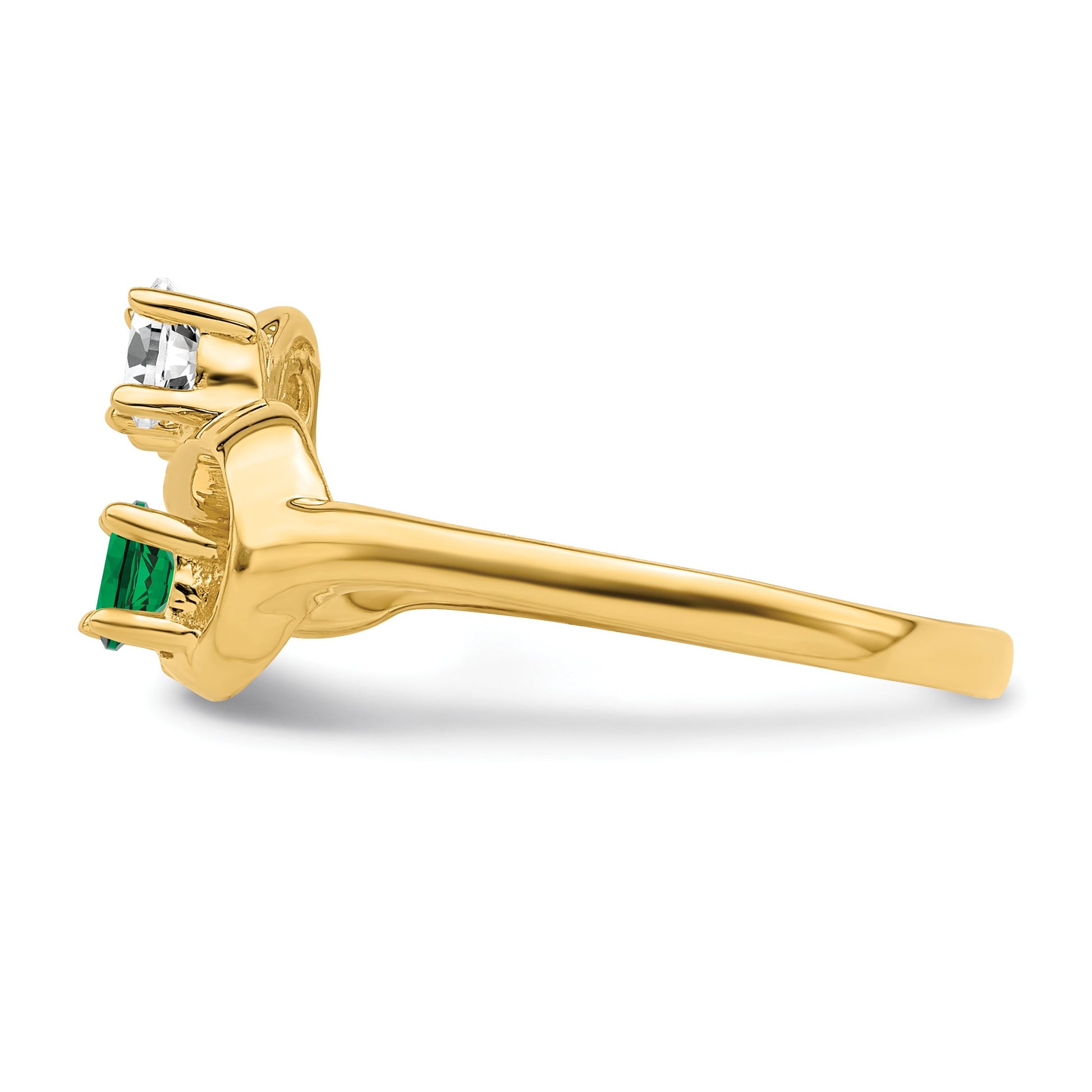 14k Polished 3-Stone Mothers Ring Mounting
