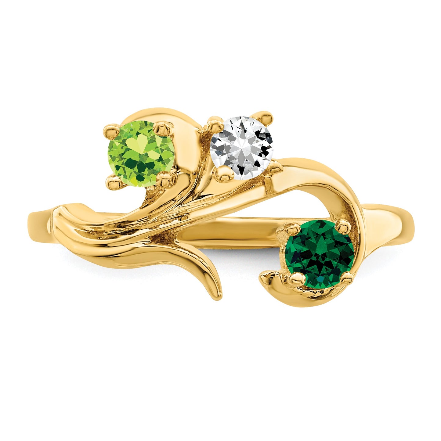 14k Polished 3-Stone Mothers Ring Mounting