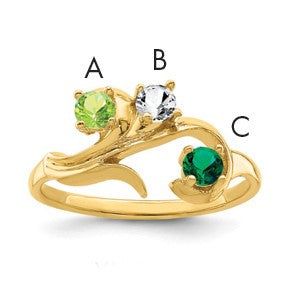 14k Polished 3-Stone Mothers Ring Mounting