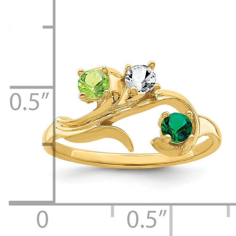 14k Polished 3-Stone Mothers Ring Mounting