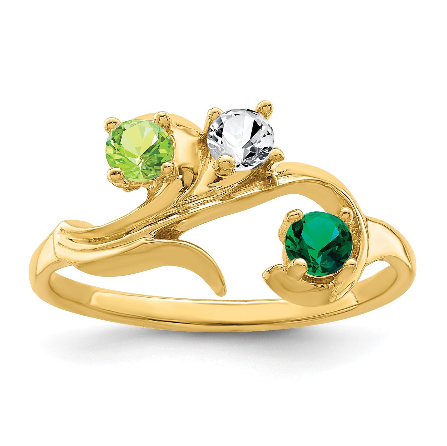 14k Polished 3-Stone Mothers Ring Mounting