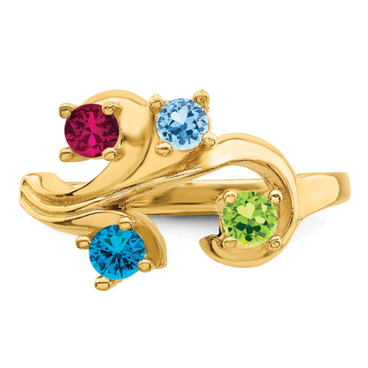 14k Polished 4-Stone Mothers Ring Mounting
