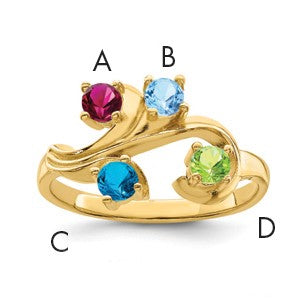 14k Polished 4-Stone Mothers Ring Mounting