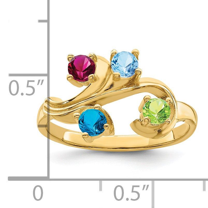 14k Polished 4-Stone Mothers Ring Mounting