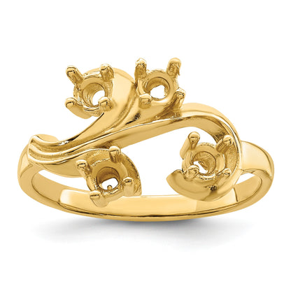 14k Polished 4-Stone Mothers Ring Mounting