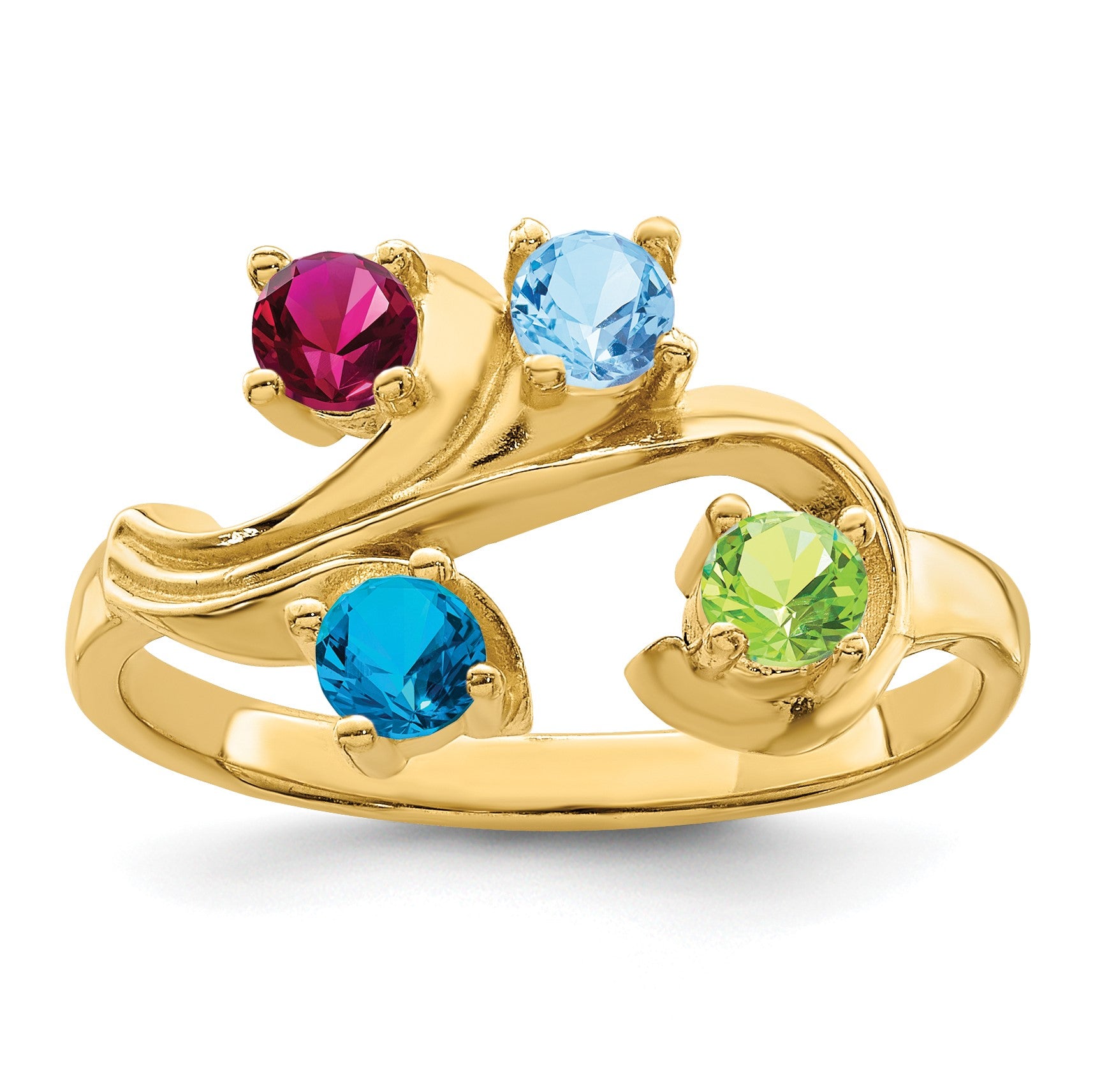 14k Polished 4-Stone Mothers Ring Mounting
