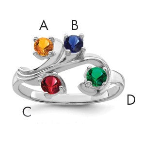 Sterling Silver Rhodium-plated Family Jewelry Mounting