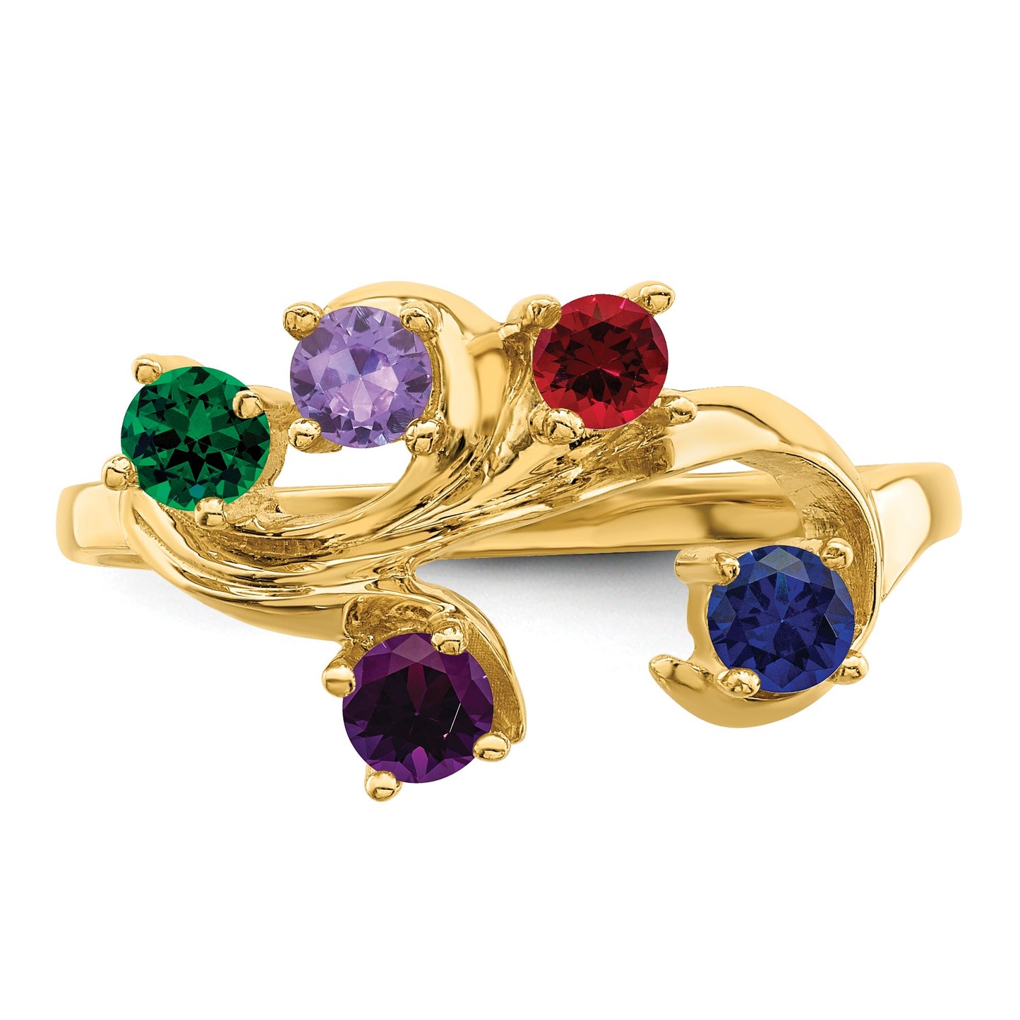 14k Polished 5-Stone Mothers Ring Mounting