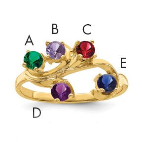 14k Polished 5-Stone Mothers Ring Mounting