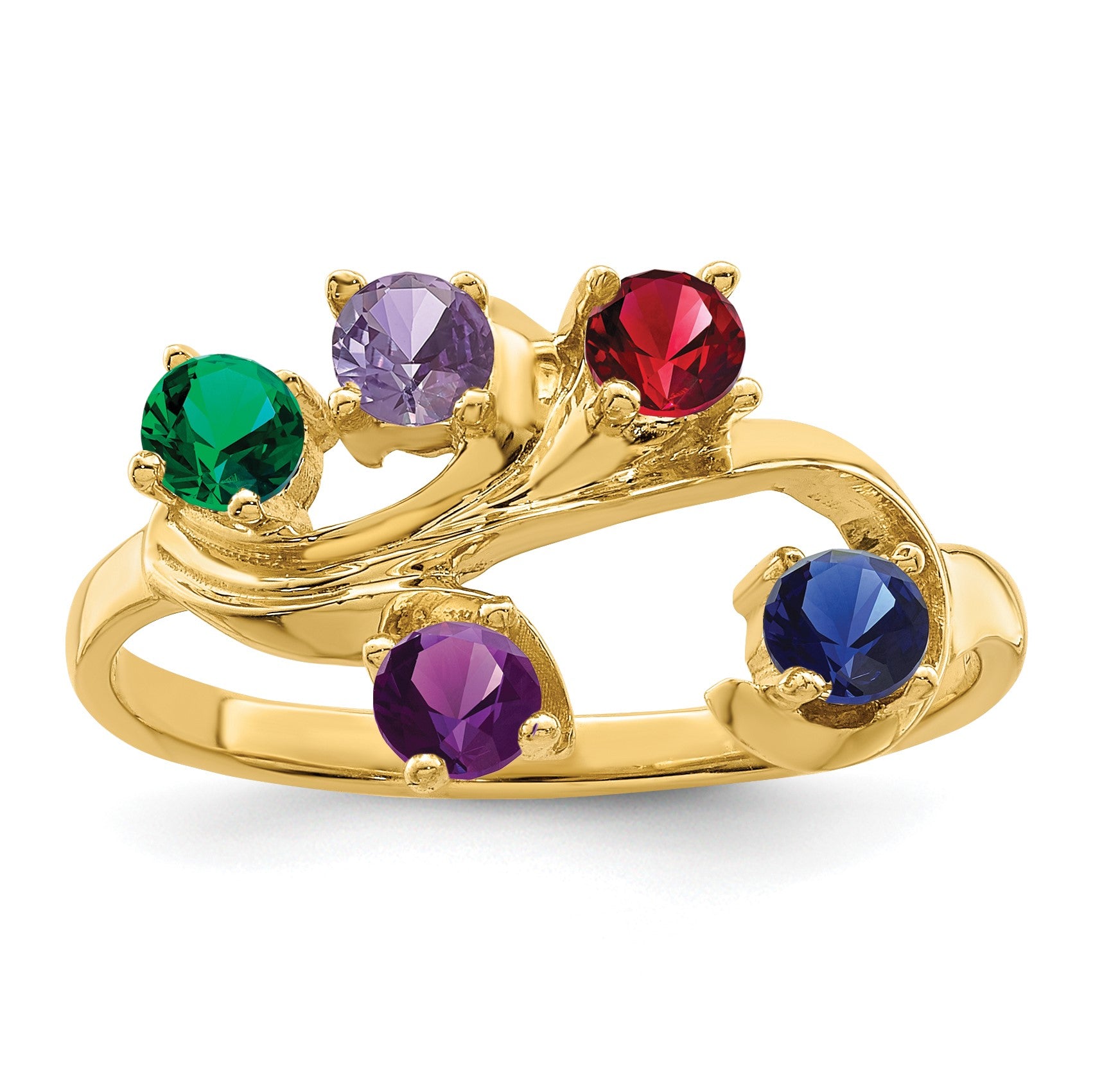 14k Polished 5-Stone Mothers Ring Mounting