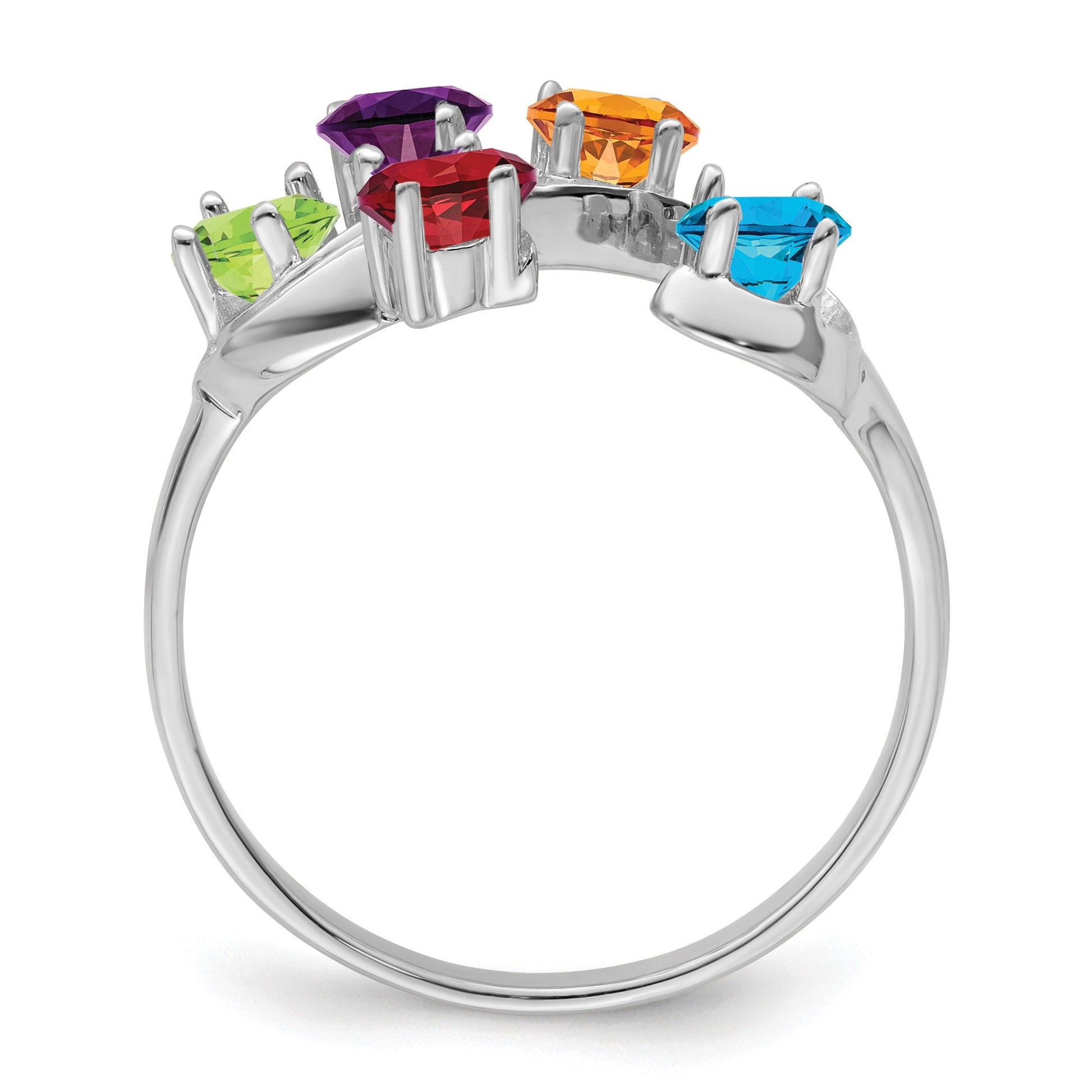 14k White Gold Polished 5-Stone Mothers Ring Mounting