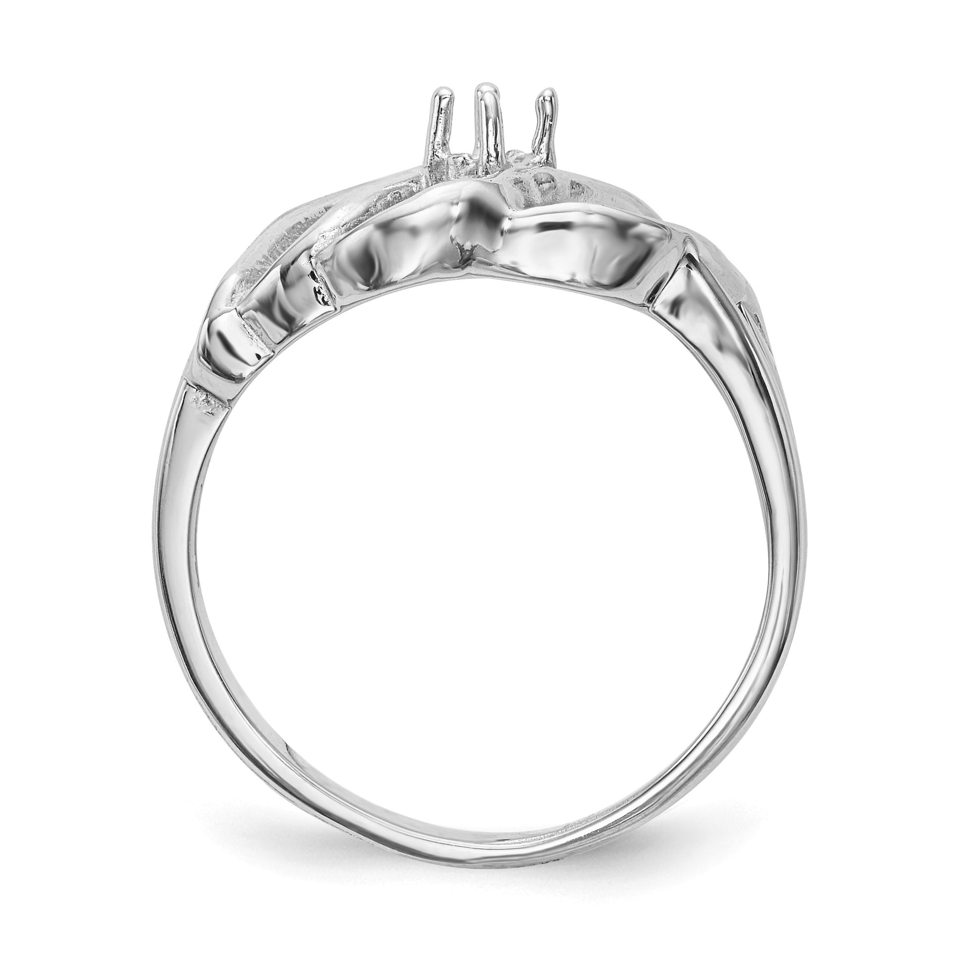 14k White Gold Polished 1-Stone Mothers Ring Mounting