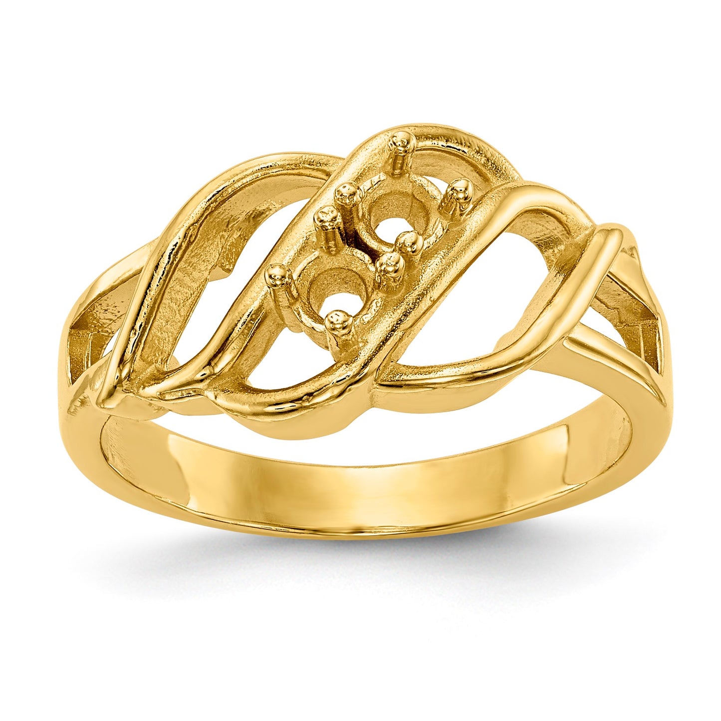 14k Polished 2-Stone Mothers Ring Mounting