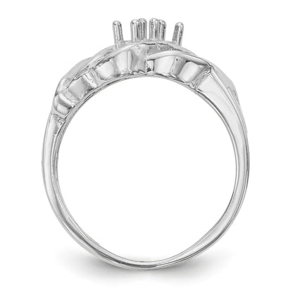 14k White Gold Polished 2-Stone Mothers Ring Mounting