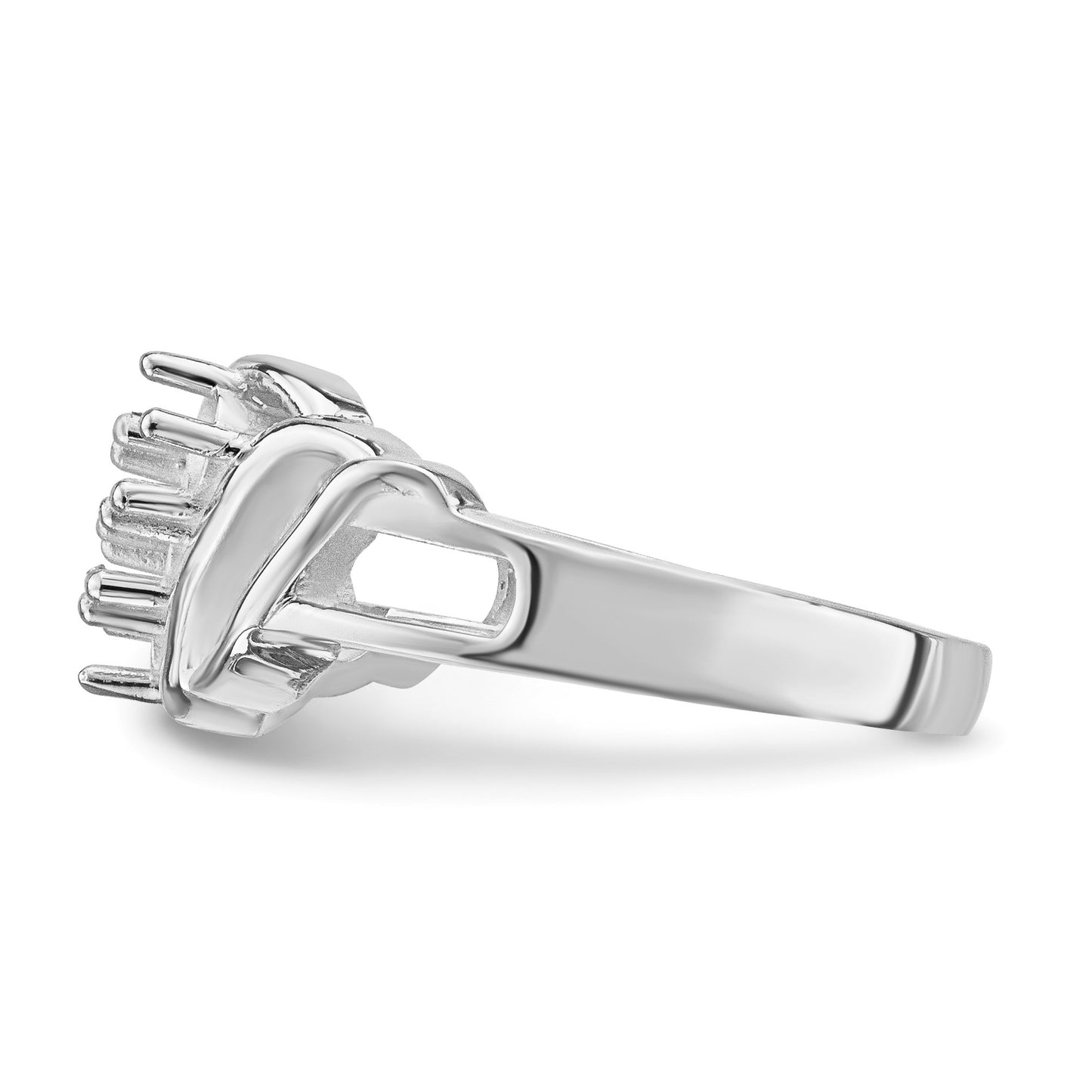 14k White Gold Polished 3-Stone Mothers Ring Mounting