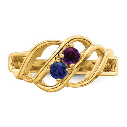 14k Polished 2-Stone Mothers Ring Mounting
