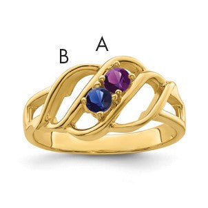 14k Polished 2-Stone Mothers Ring Mounting