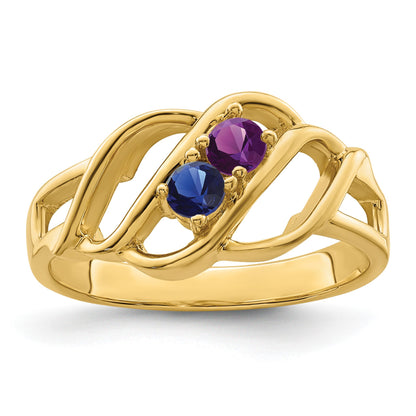 14k Polished 2-Stone Mothers Ring Mounting