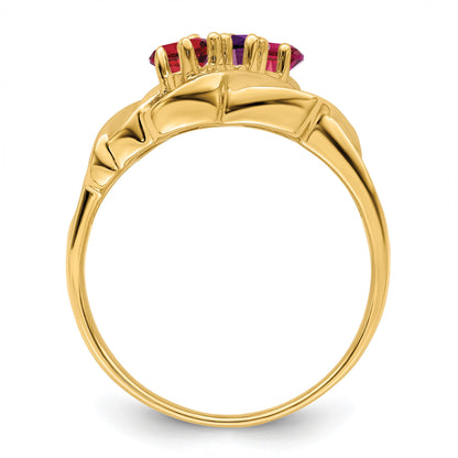 14k Polished 3-Stone Mothers Ring Mounting