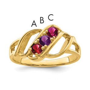 14k Polished 3-Stone Mothers Ring Mounting