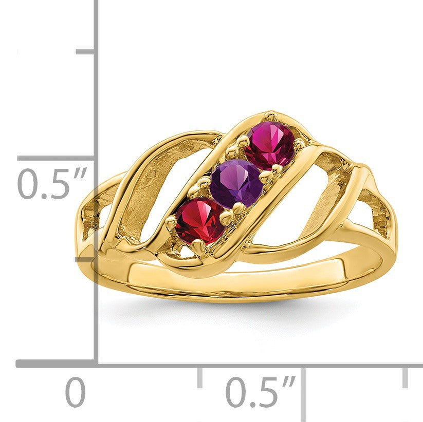 14k Polished 3-Stone Mothers Ring Mounting