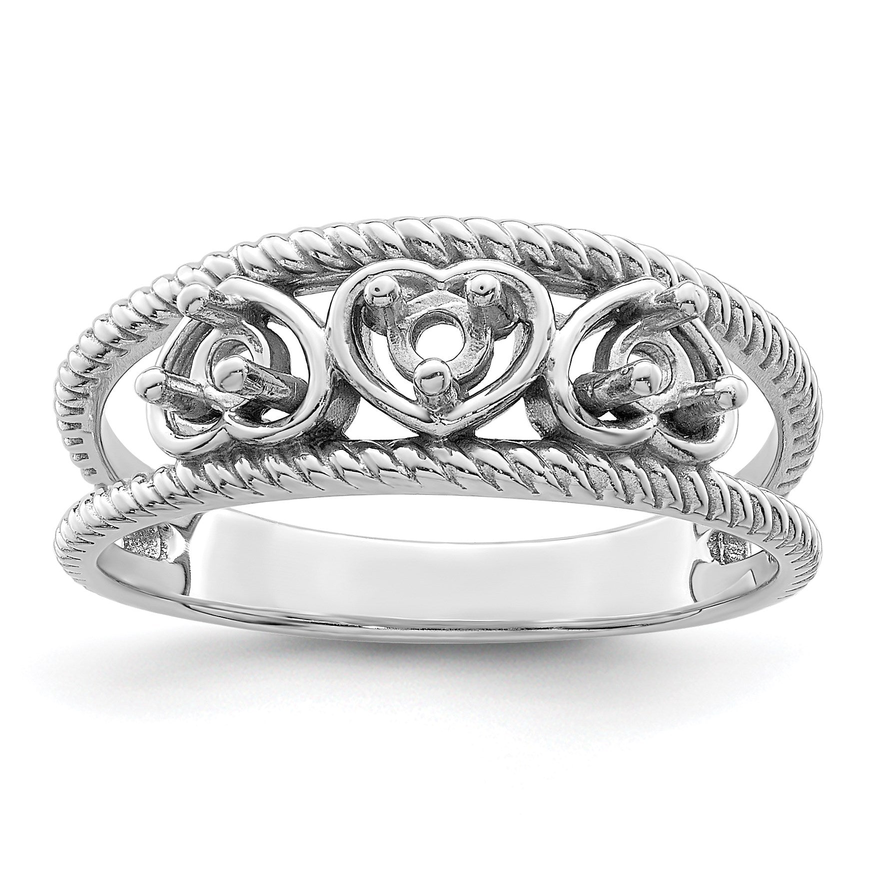Sterling Silver Rhodium-plated Family Jewelry Mounting