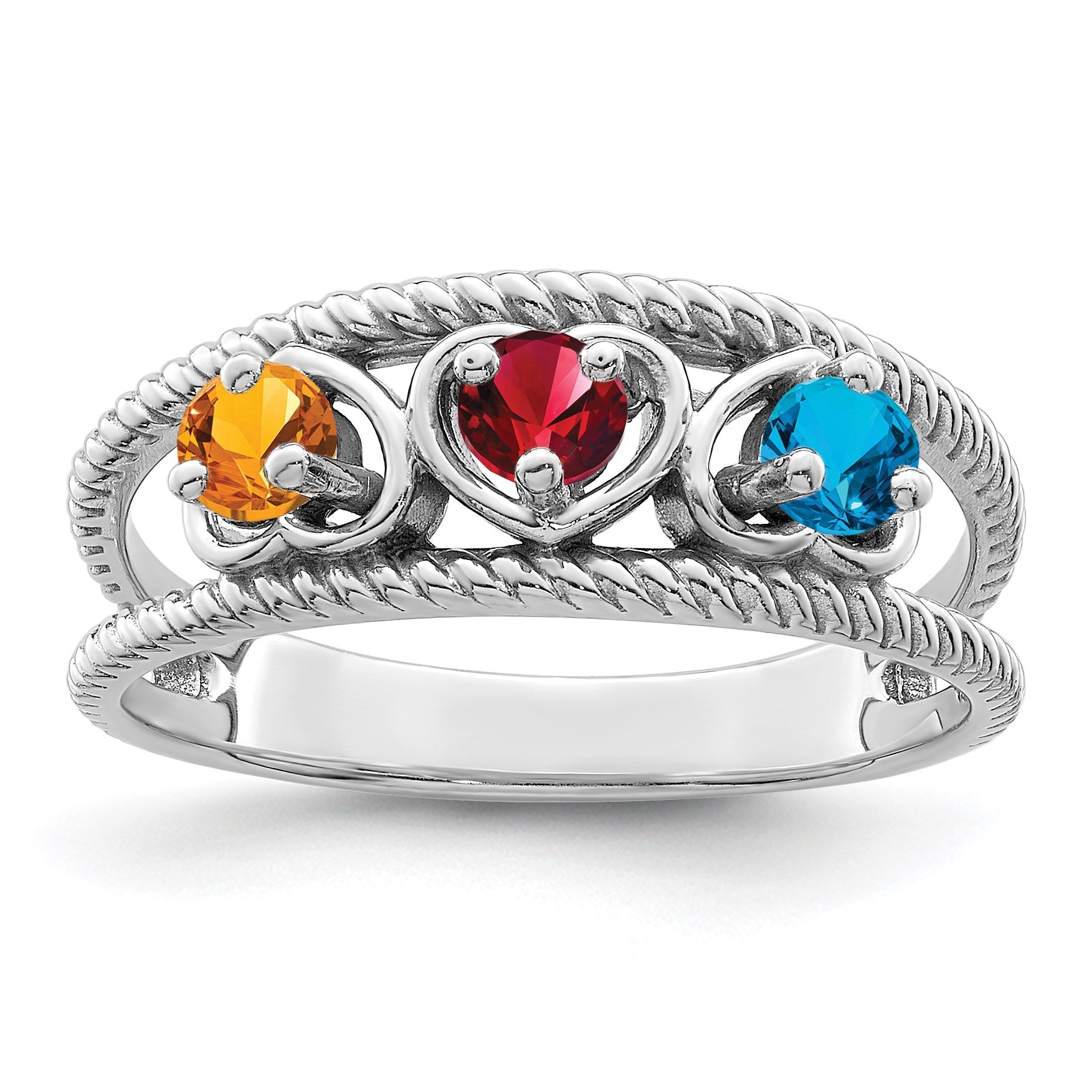 Sterling Silver Rhodium-plated Family Jewelry Mounting