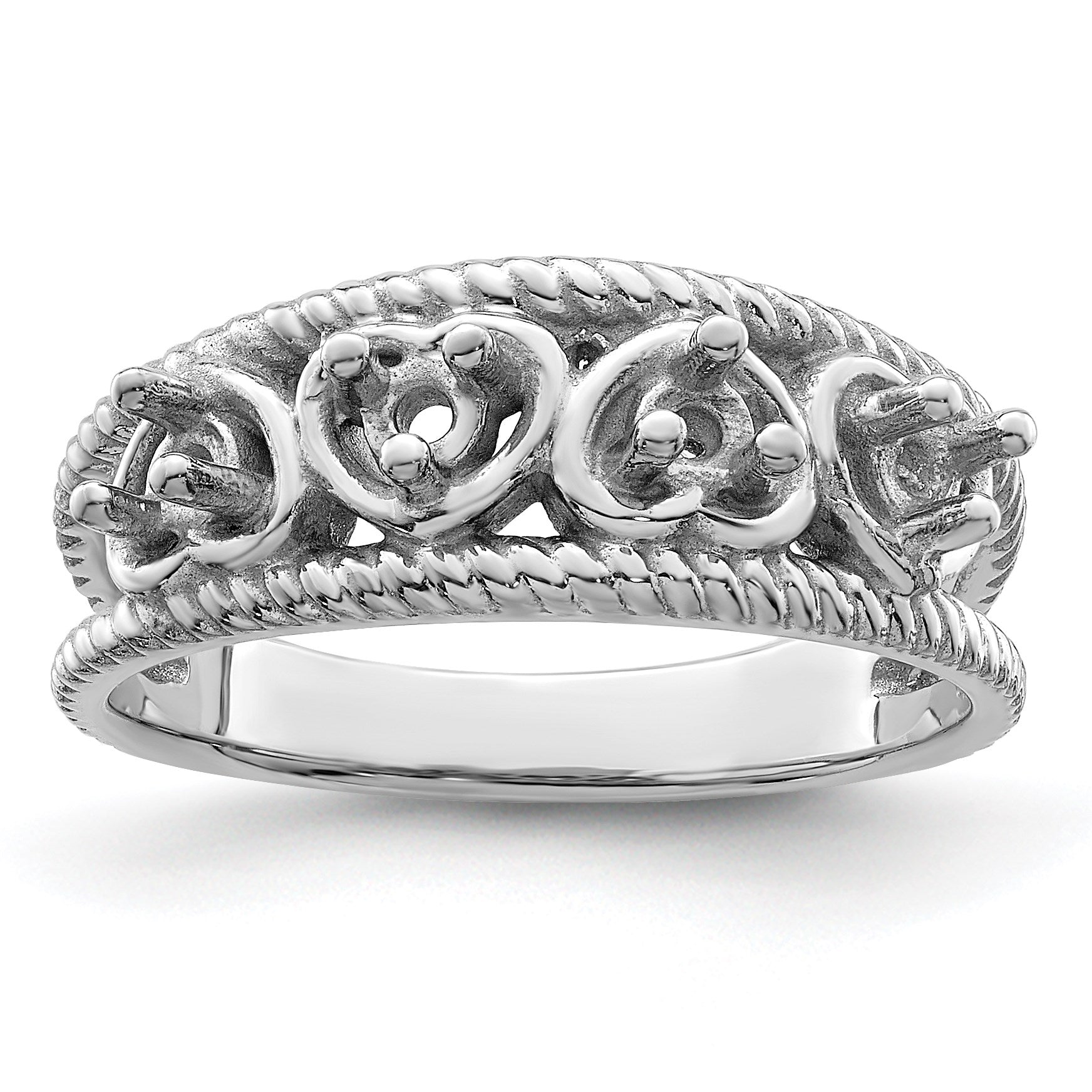 Sterling Silver Rhodium-plated Family Jewelry Mounting