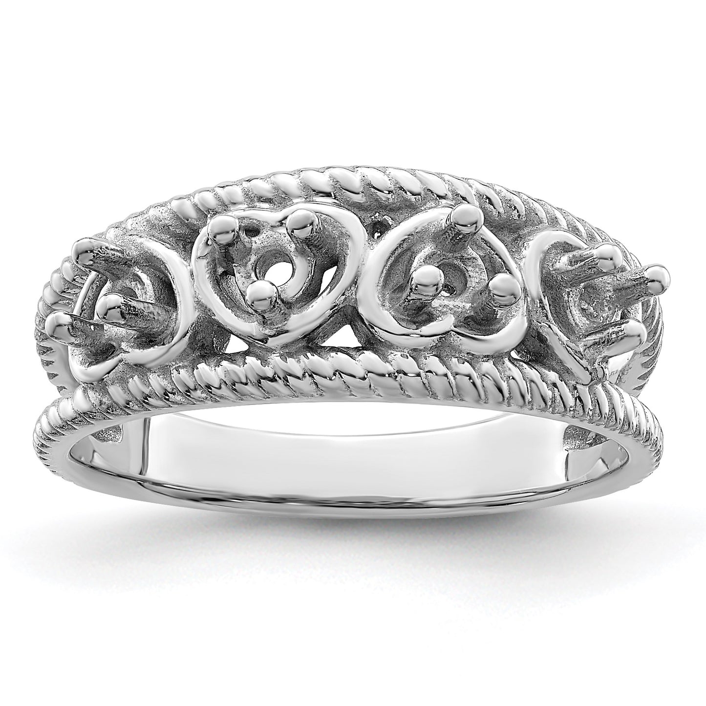 Sterling Silver Rhodium-plated Family Jewelry Mounting