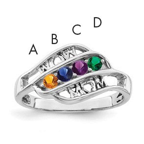 Sterling Silver Rhodium-plated Family Jewelry Mounting