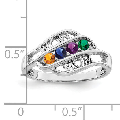 Sterling Silver Rhodium-plated Family Jewelry Mounting