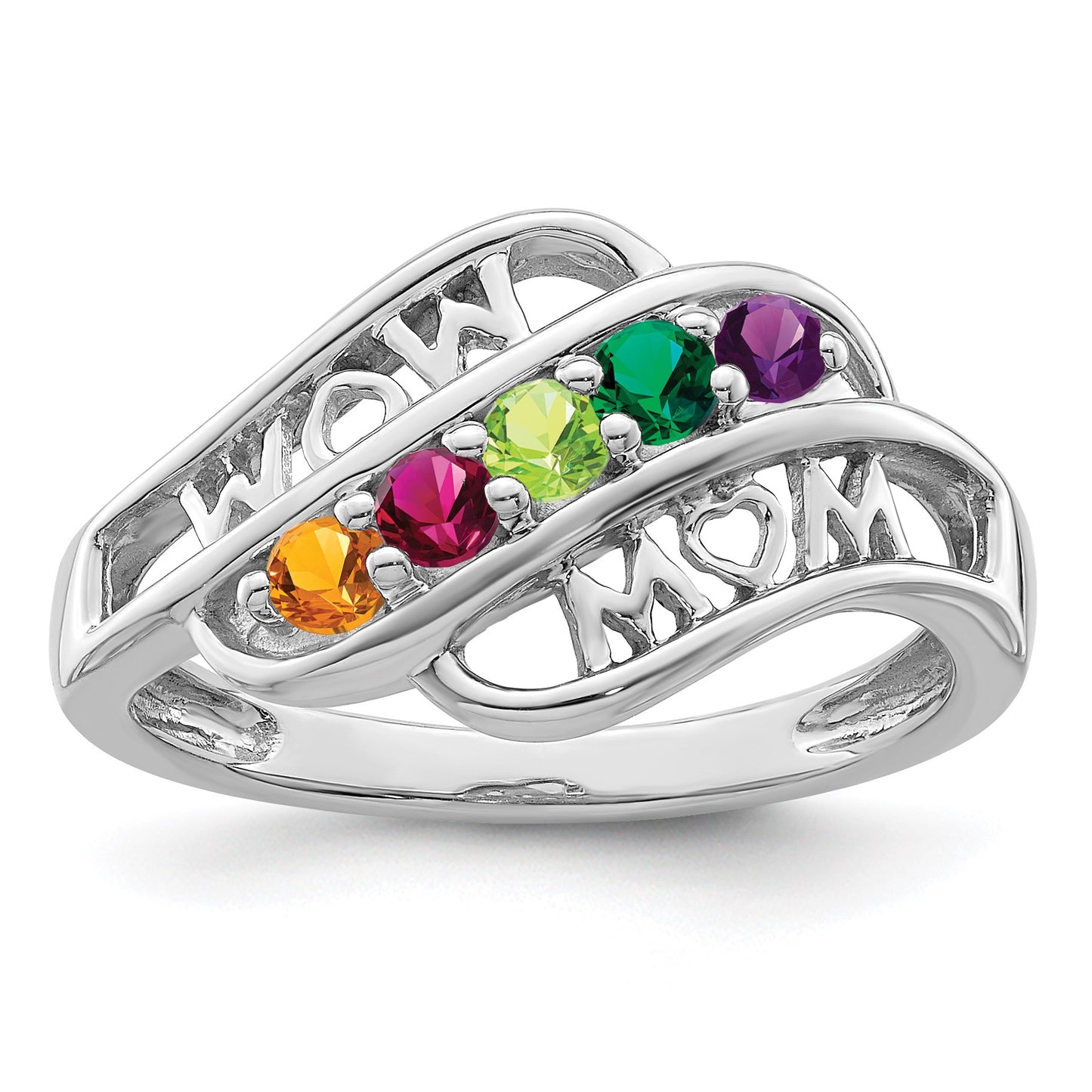 Sterling Silver Rhodium-plated Family Jewelry Mounting