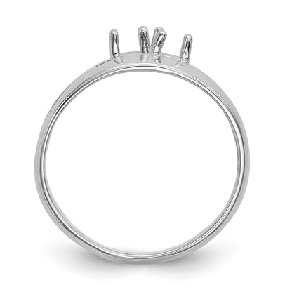 14k White Gold Polished 2-Stone Mothers Ring Mounting