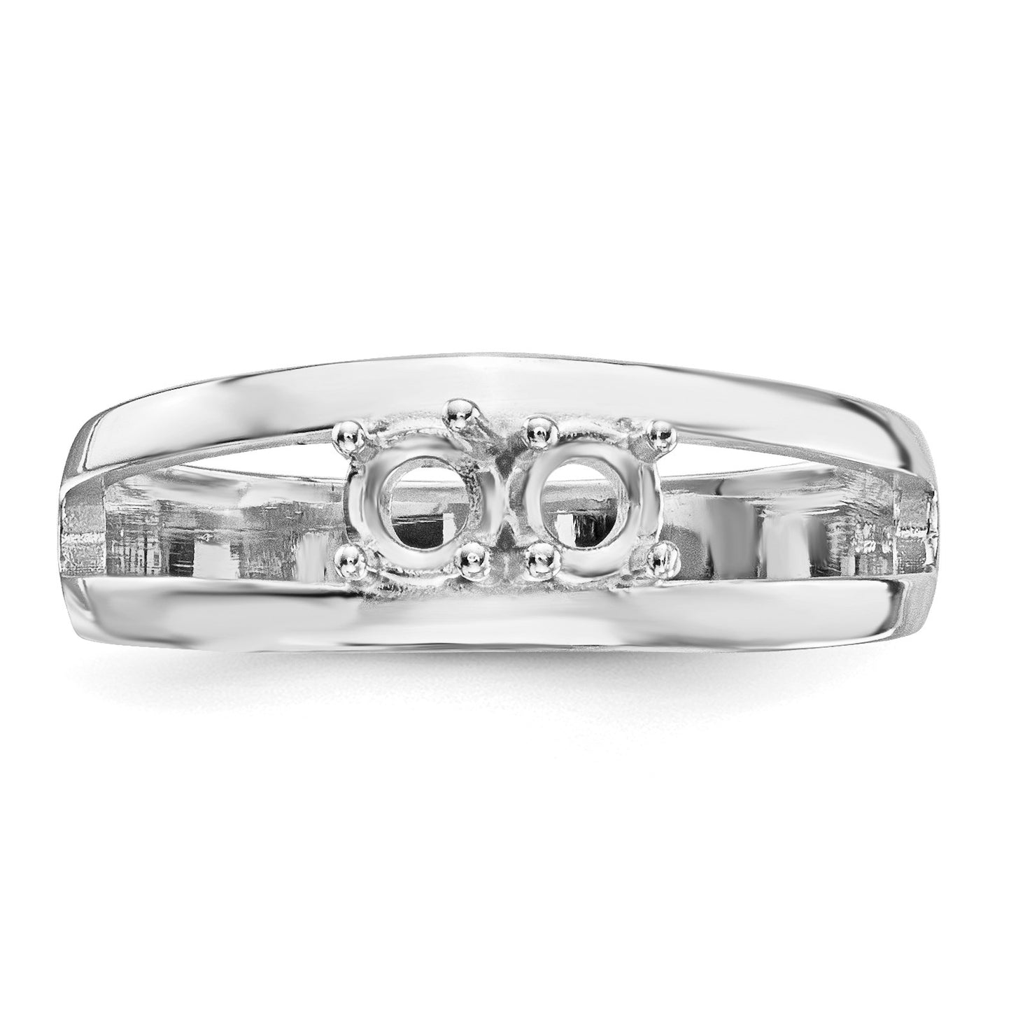 14k White Gold Polished 2-Stone Mothers Ring Mounting