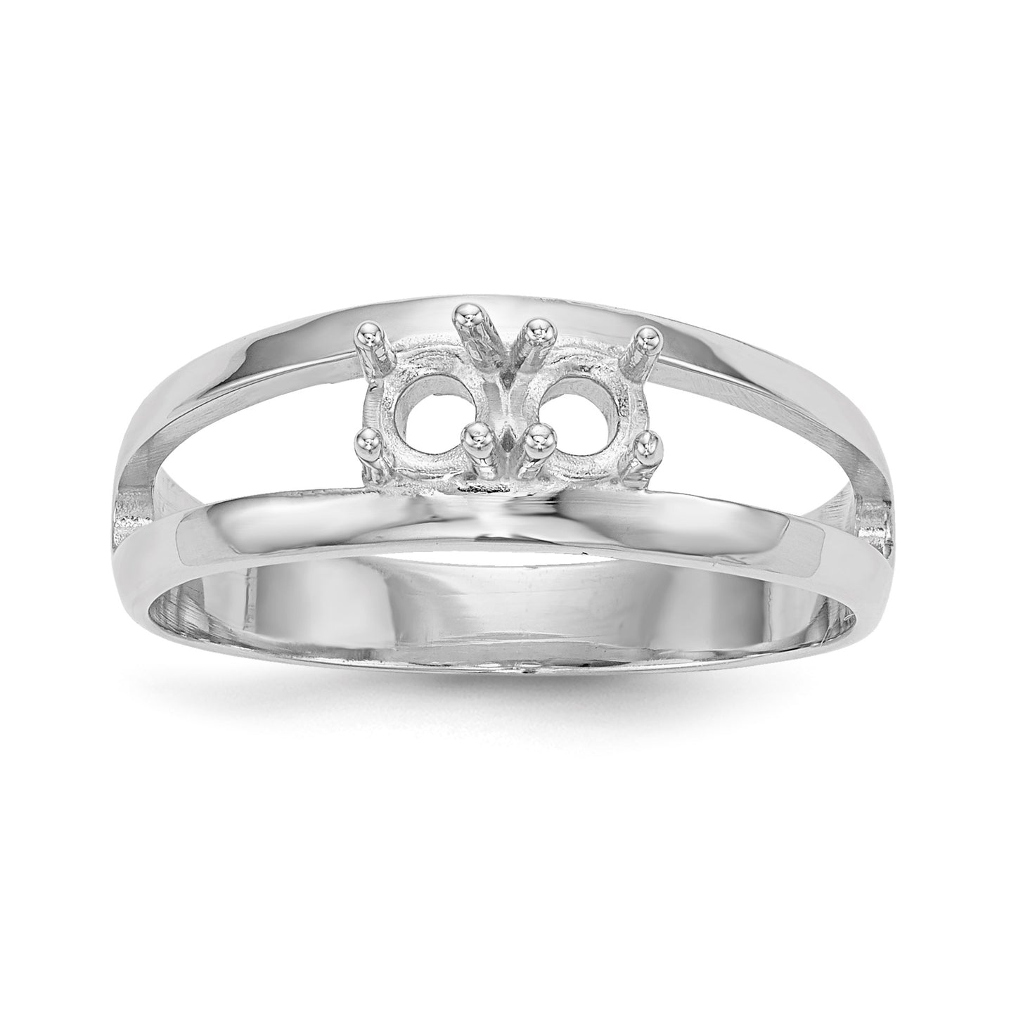 14k White Gold Polished 2-Stone Mothers Ring Mounting