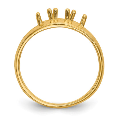 14k Polished 3-Stone Mothers Ring Mounting