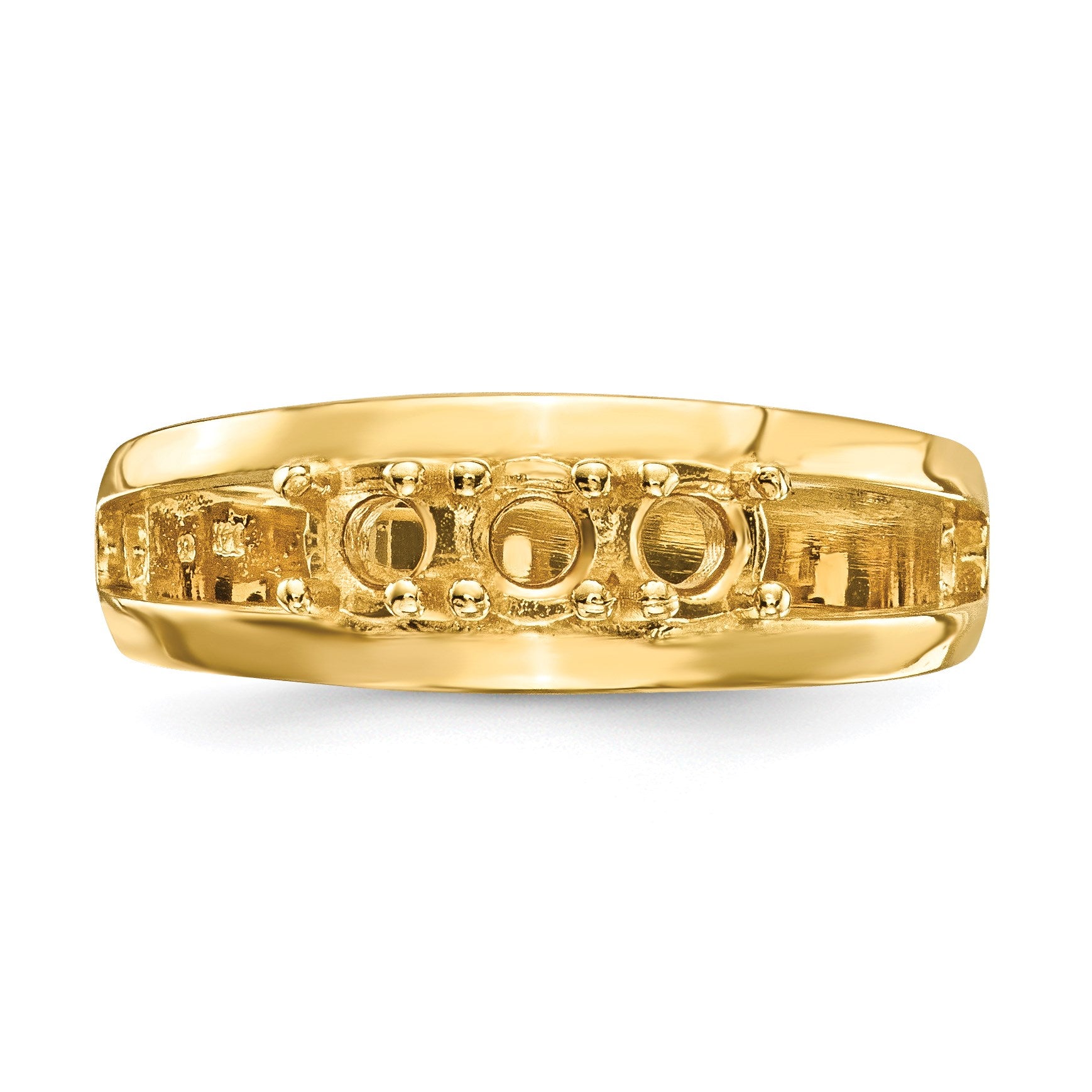 14k Polished 3-Stone Mothers Ring Mounting