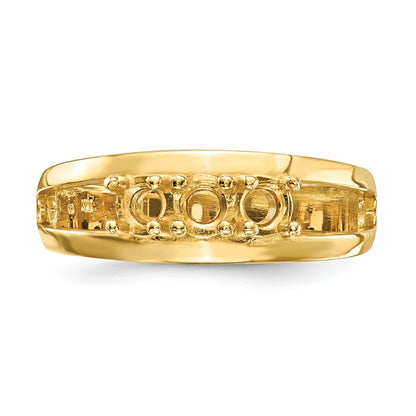 14k Polished 3-Stone Mothers Ring Mounting