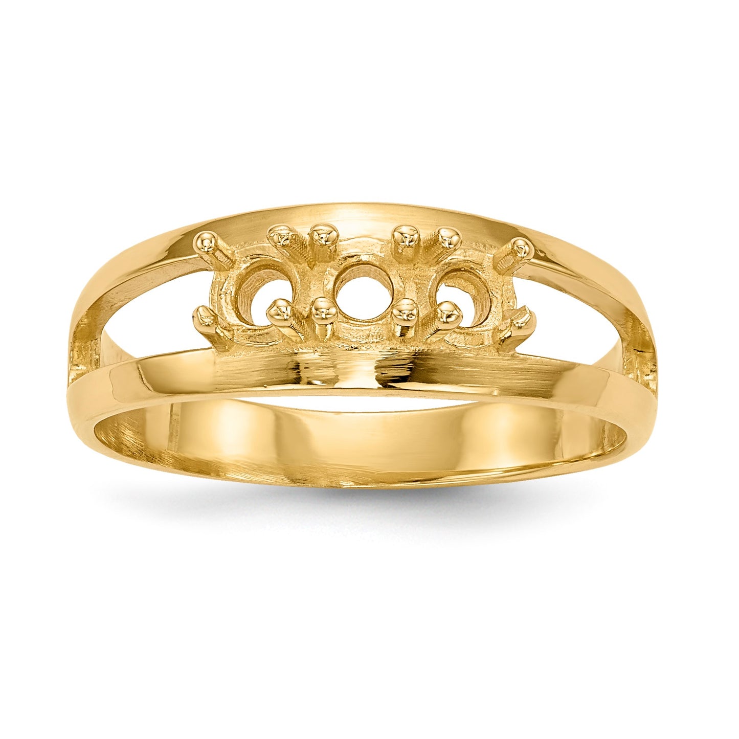14k Polished 3-Stone Mothers Ring Mounting