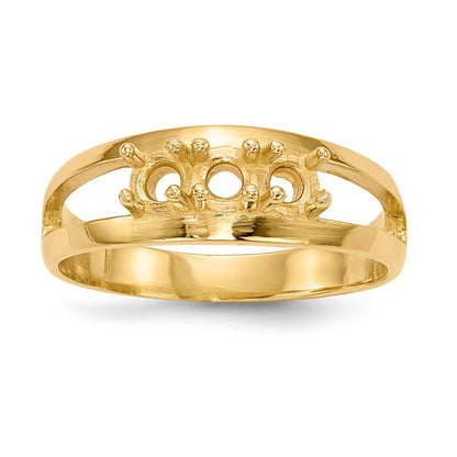 14k Polished 3-Stone Mothers Ring Mounting